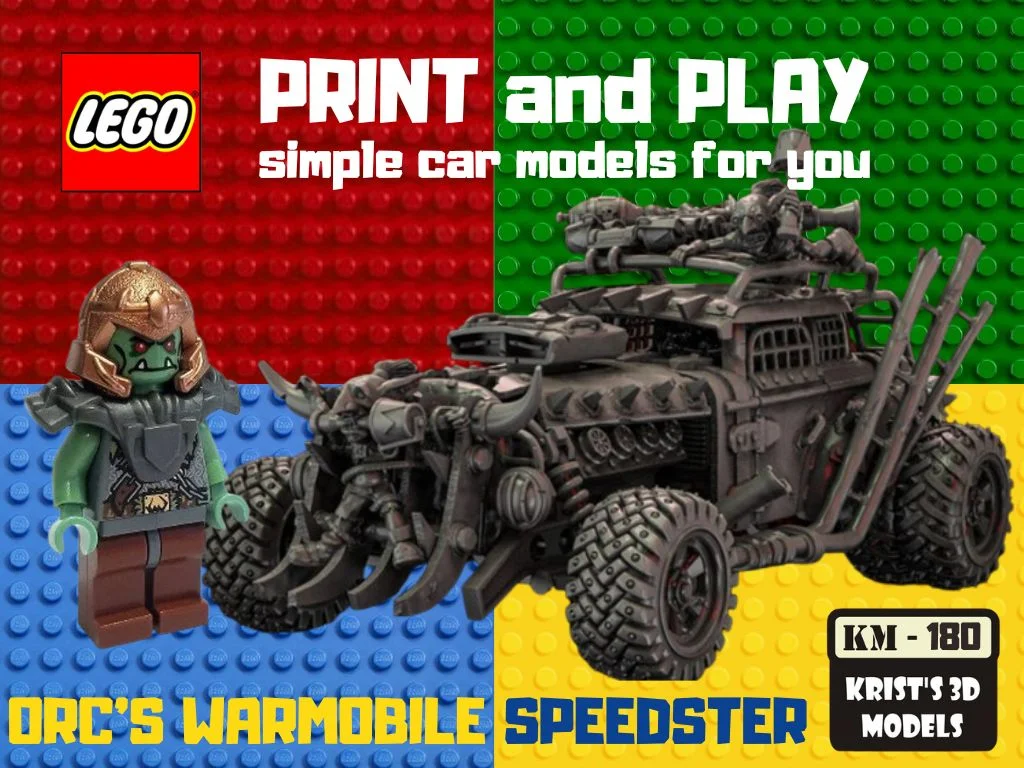 Mô hình 3D xe chiến đấu Orc WARMOBILE Speedster cho fan LEGO 1