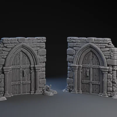 Mô hình cổng vòm Gothic đổ nát cho sa bàn và bàn chơi RPG