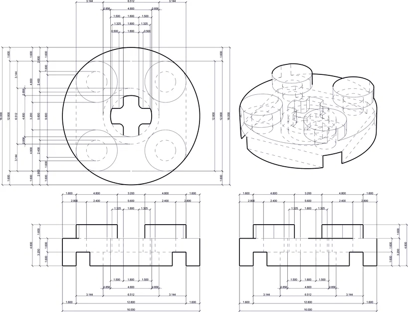 Mô hình LEGO Round Plate 2X2 (Tấm tròn 2x2) để in 3D - Image 4