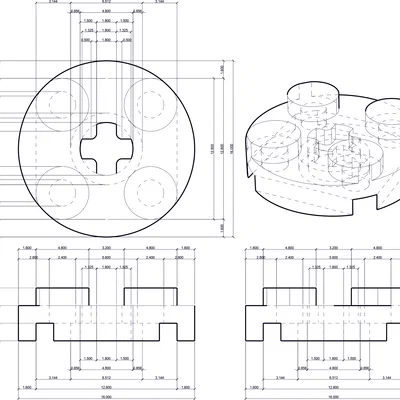 Mô hình LEGO Round Plate 2X2 (Tấm tròn 2x2) để in 3D