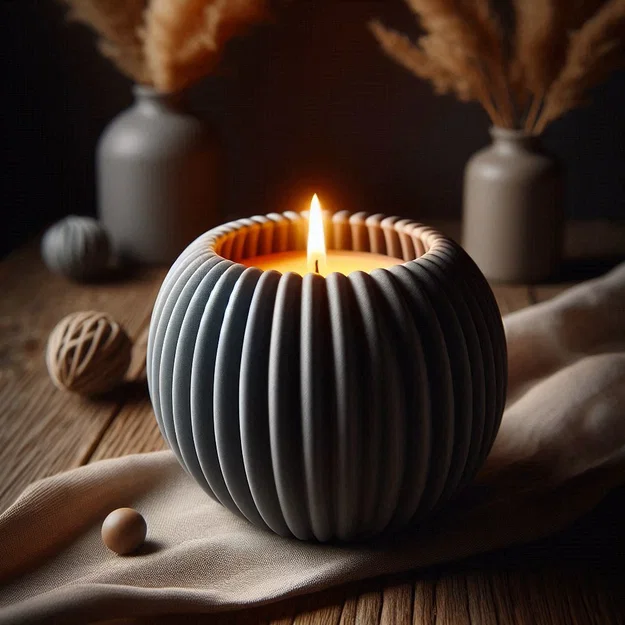 Nến Tròn Hiện Đại Dạng Gân – Đế Tealight (LED) - Image 1