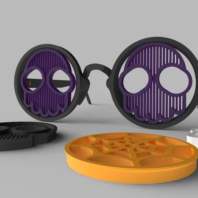 Kính mắt Halloween hình đầu lâu in 3D cực chất