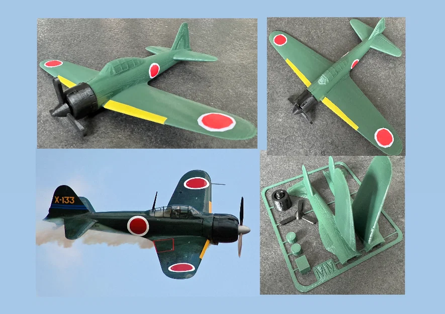 Mô hình lắp ráp máy bay A6M Zero Kit Card in 3D - Image 1