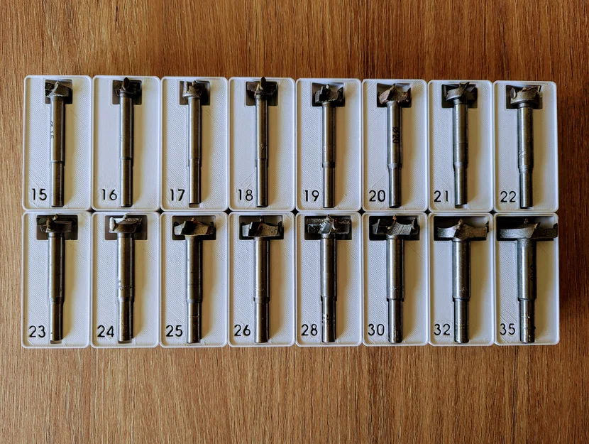 Khay Gridfinity 1x2 cho mũi khoan Forstner 15–35mm - Image 1