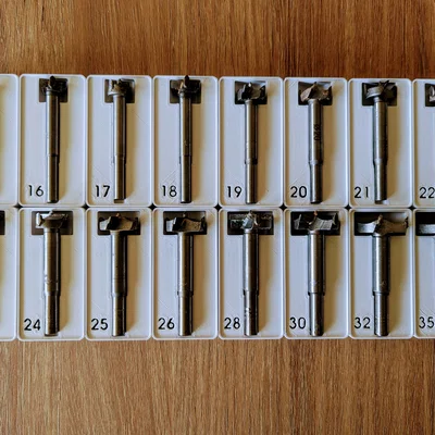 Khay Gridfinity 1x2 cho mũi khoan Forstner 15–35mm
