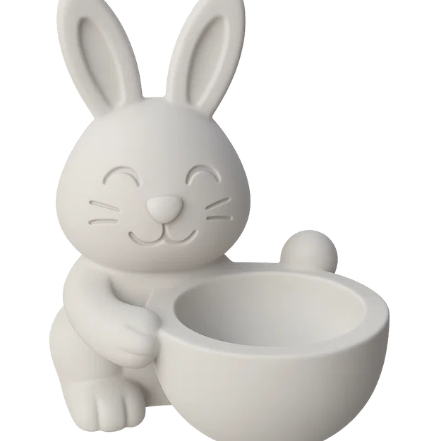 Mô hình chú thỏ dễ thương cầm bát trang trí (Bunny holding bowl) - Image 1