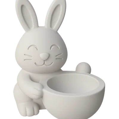 Mô hình chú thỏ dễ thương cầm bát trang trí (Bunny holding bowl)