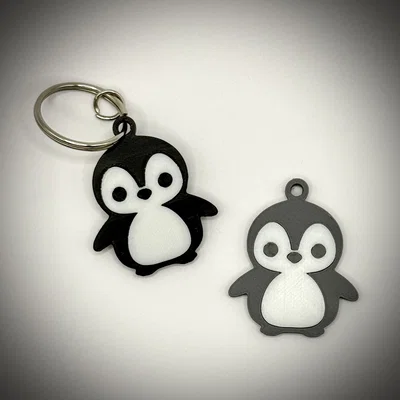 Móc khóa hoặc thẻ treo túi xách hình chim cánh cụt (thiết kế 2 mảnh in nhiều màu)