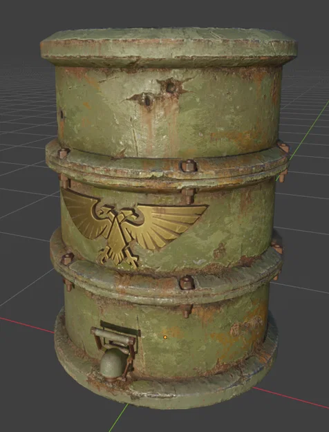 Mô hình thùng Krieg Barrel trang trí bàn game Rust x Warhammer 40k - Image 1