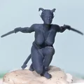 Tiefling nữ tinh nghịch, đồ ngủ, ngồi chồm hỗm cầm dao găm - Thumbnail 5