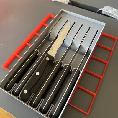 Khay đựng dao bít tết chuẩn Gridfinity 6x3 (Steak Knife Tray)