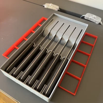 Khay đựng dao bít tết chuẩn Gridfinity 6x3 (Steak Knife Tray)