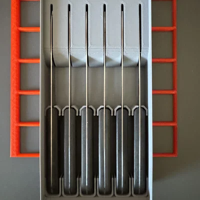 Khay đựng dao bít tết chuẩn Gridfinity 6x3 (Steak Knife Tray)