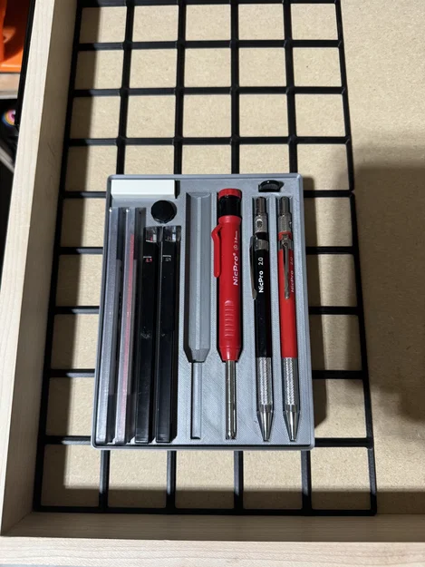 Khay in 3D đựng bộ bút Carpenter NicPro chuẩn Gridfinity 3x4 - Image 2