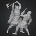 Mô hình 3D trận chiến Viking đối đầu Rìu và Khiên cực kỳ chi tiết - Thumbnail 1
