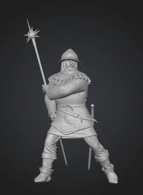 Mô hình 3D chiến binh Hussite với chùy Morgenstern đầy uy lực - Image 1