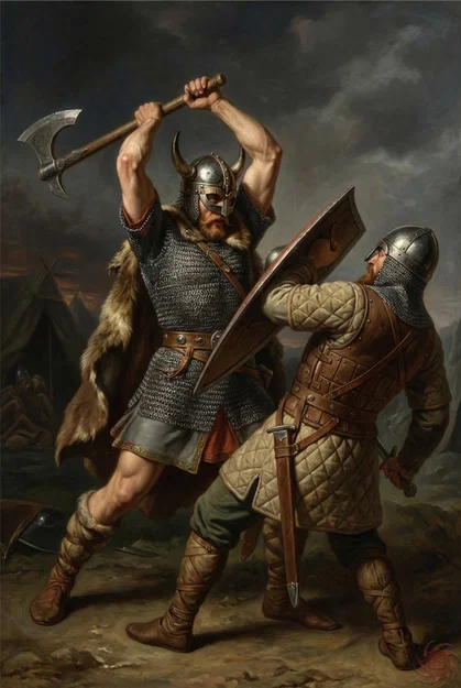 Mô hình 3D trận chiến Viking đối đầu Rìu và Khiên cực kỳ chi tiết - Image 2