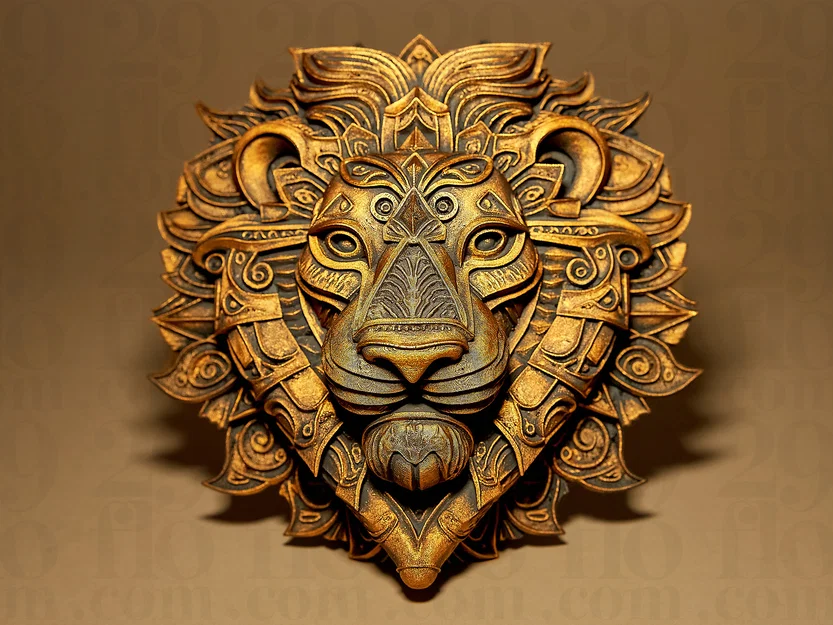 Mô hình phù điêu sư tử LION Relief - Image 1