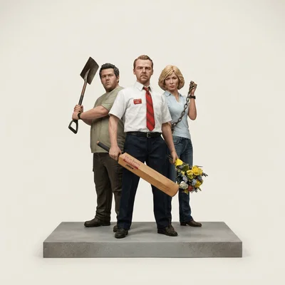 Mô hình 3D bộ ba nhân vật phim Shaun of the Dead (2004)