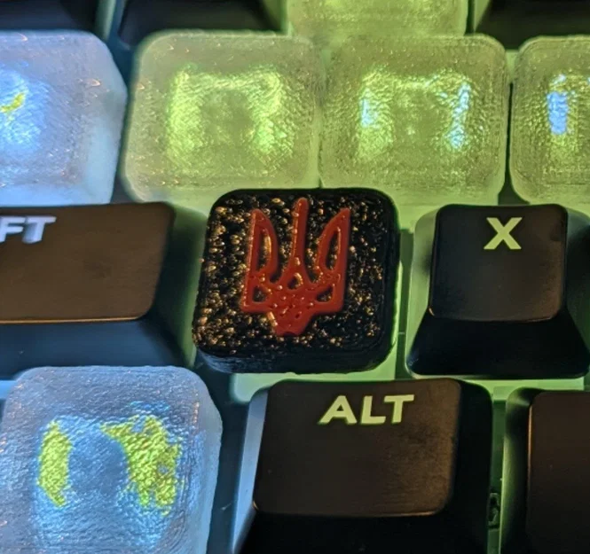 Keycap CherryMX low-profile với họa tiết Trident Ukraine - Image 1