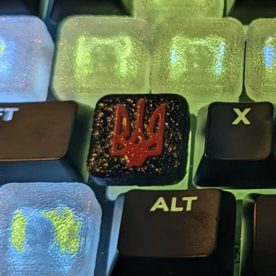 Keycap CherryMX low-profile với họa tiết Trident Ukraine