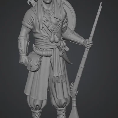 Mô hình 3D chiến binh sa mạc Desert Corsair chi tiết và sắc nét
