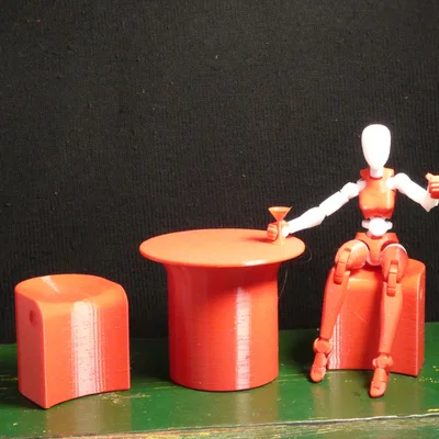Bộ bàn ghế mô hình thu nhỏ 1:10 (Chairs and Table) in 3D