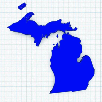 Mô hình bản đồ 3D bang Michigan - File in STL chất lượng cao