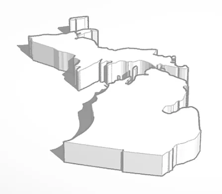 Mô hình bản đồ 3D bang Michigan - File in STL chất lượng cao - Image 2