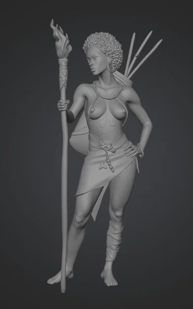 Mô hình 3D Nữ Chiến Binh Lửa (Flamebound Warrior) ấn tượng - Image 1