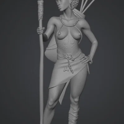 Mô hình 3D Nữ Chiến Binh Lửa (Flamebound Warrior) ấn tượng