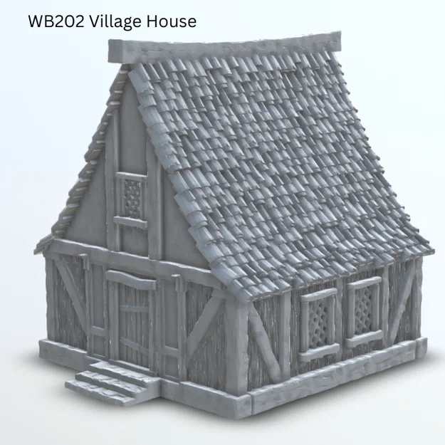 Mô hình nhà làng 28mm Wargame - Wereburg Village House WB202 - Image 1