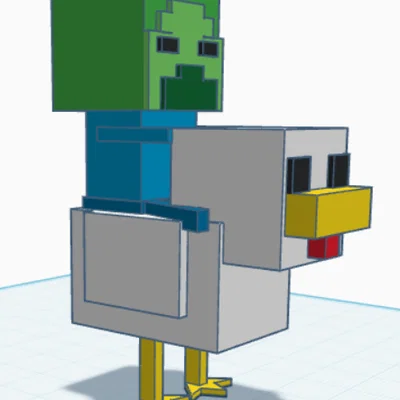 Mô hình 3D Chicken Jockey - Zombies cưỡi Gà Minecraft siêu ngầu