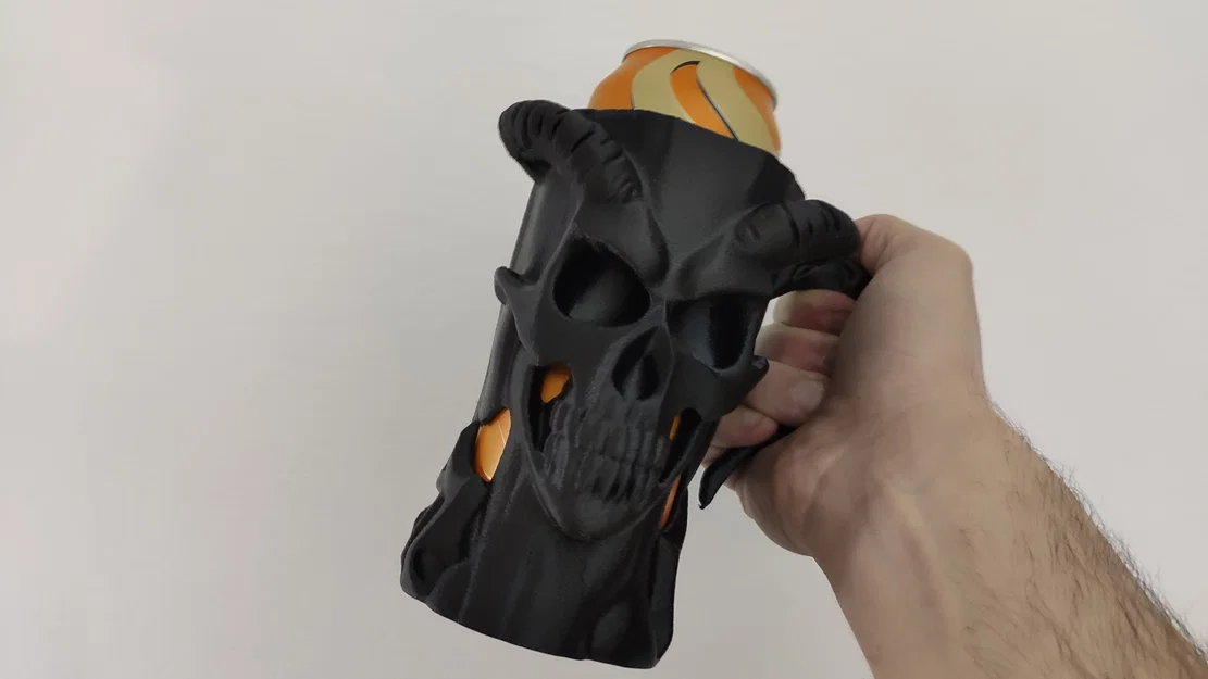 Giá đỡ lon bia 0.5L hình đầu lâu quỷ sừng dài - Cốc đựng bia độc đáo - Image 3