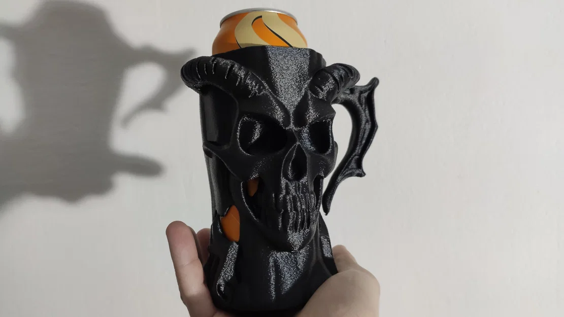 Giá đỡ lon bia 0.5L hình đầu lâu quỷ sừng dài - Cốc đựng bia độc đáo - Image 5