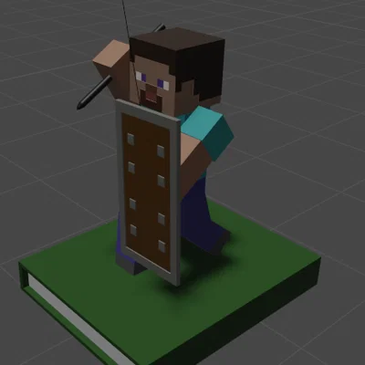 Mô hình Steve Minecraft giữ bút để bàn cực ấn tượng