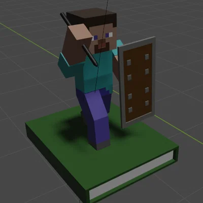 Mô hình Steve Minecraft giữ bút để bàn cực ấn tượng