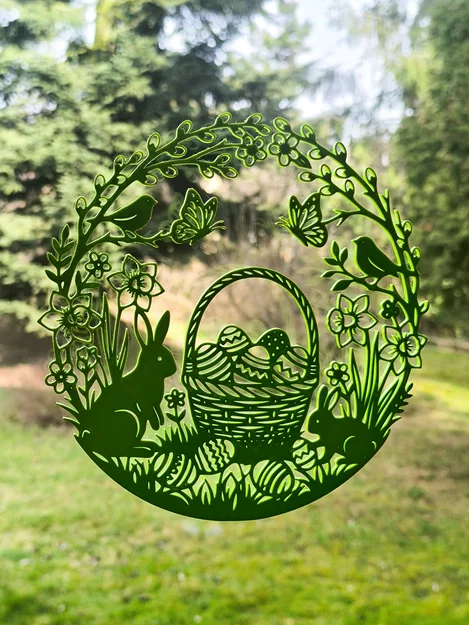 Mẫu trang trí tường hoặc cửa sổ hình tròn cho lễ Phục sinh (SVG) - Image 2