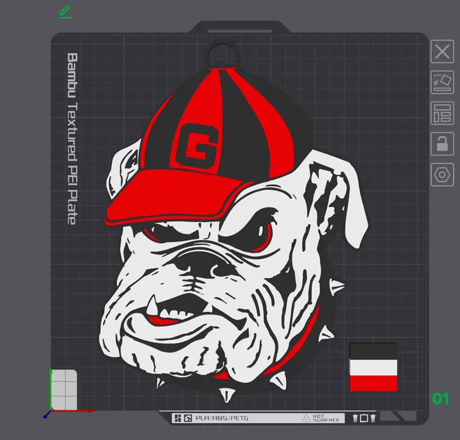 Mặt dây chuyền linh vật Georgia Bulldogs Retro in 3D độc đáo - Image 1