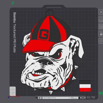 Mặt dây chuyền linh vật Georgia Bulldogs Retro in 3D độc đáo