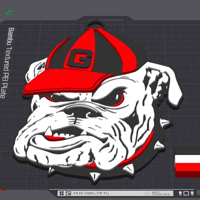 Mặt dây chuyền linh vật Georgia Bulldogs Retro in 3D độc đáo