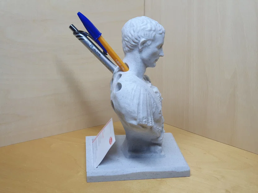 Ống cắm bút tượng Julius Caesar kèm khe để danh thiếp cực chất - Image 1