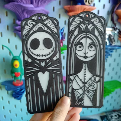 Fan Art Jack & Sally phát sáng trong bóng tối – 2D phong cách stained glass