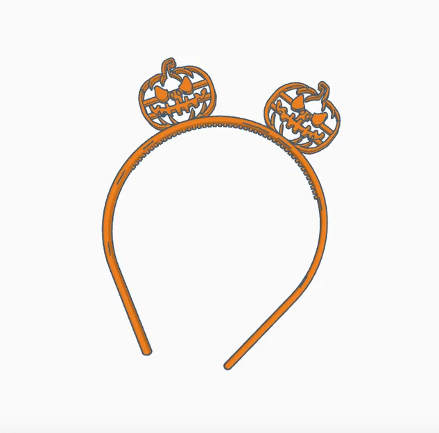 Bờm tóc bí ngô (Halloween pumpkin hairband) in 3D - Image 2