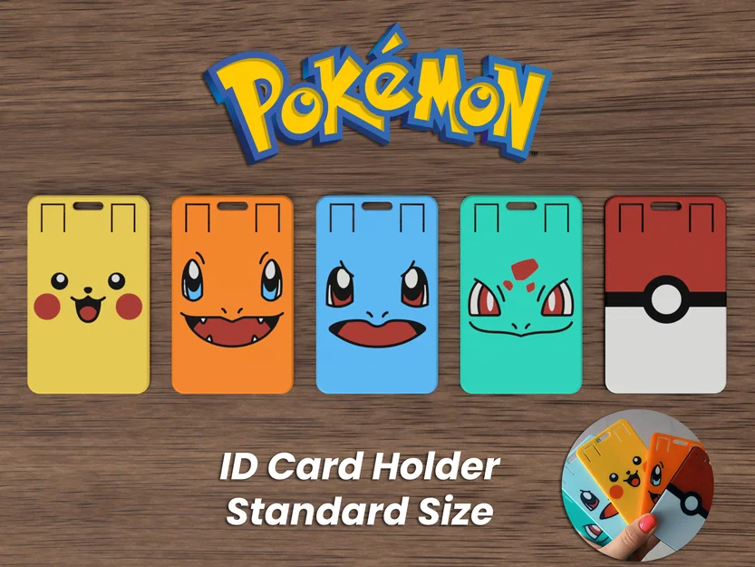 Khay đựng thẻ ID/badge Pokémon (chuẩn CR80 86×54 mm) - Image 1
