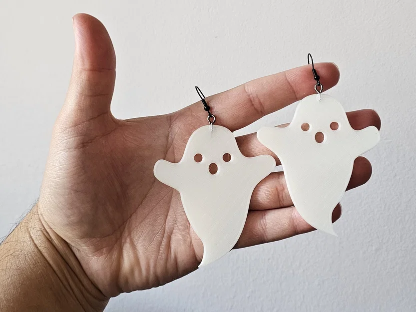 Bông tai hình bóng ma cute - File in 3D phụ kiện Halloween độc đáo - Image 1