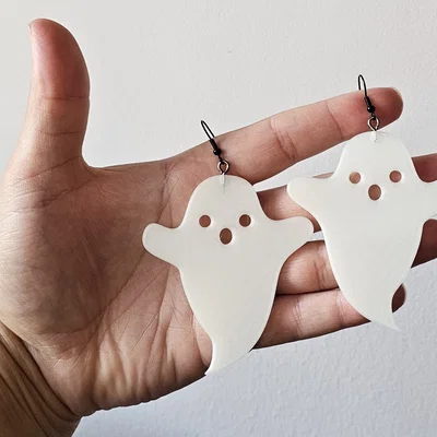 Bông tai hình bóng ma cute - File in 3D phụ kiện Halloween độc đáo