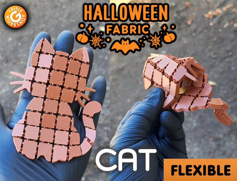 Mèo - Vải Halloween Dẻo (Print-in-Place) - Image 1