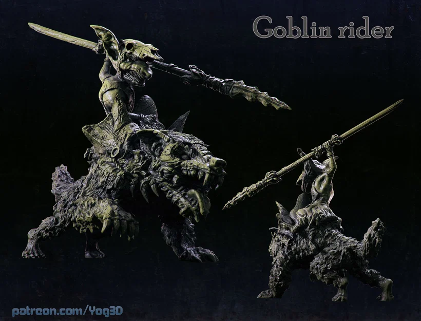 Mô hình 3D Goblin Rider cưỡi sói cực chất cho game Tabletop - Image 1
