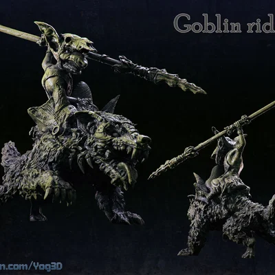 Mô hình 3D Goblin Rider cưỡi sói cực chất cho game Tabletop